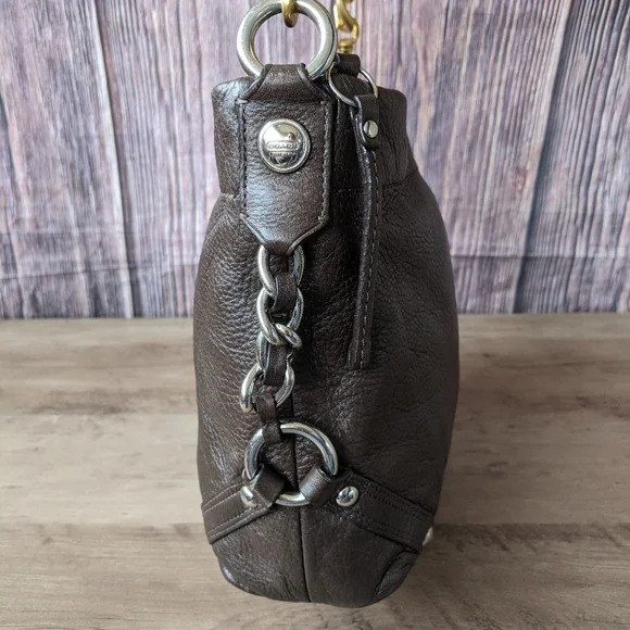 Coach Carly Brown Leather Hobo. It features chocolate brown pebbled leather, - Picture 5 of 11